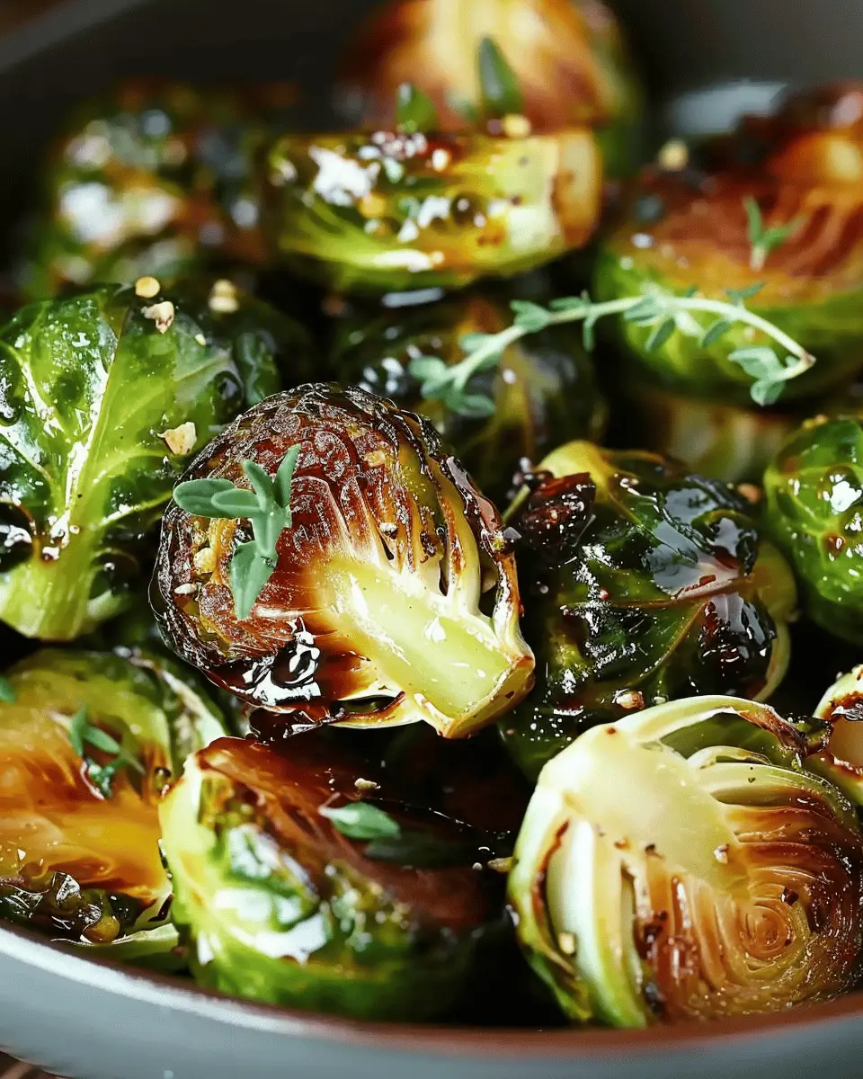 Honey Balsamic Brussels Sprouts with Savory Turkey Bacon Delight