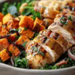 Maple Dijon Chicken & Roasted Sweet Potato Bowls