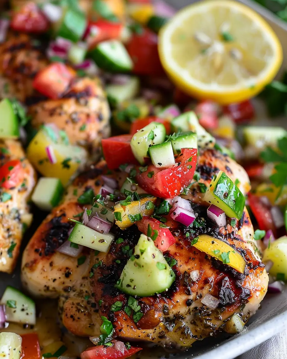 Lemon Oregano Baked Chicken with Mediterranean-Style Salsa Bliss