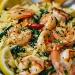 Lemon Garlic Shrimp with Spinach Orzo
