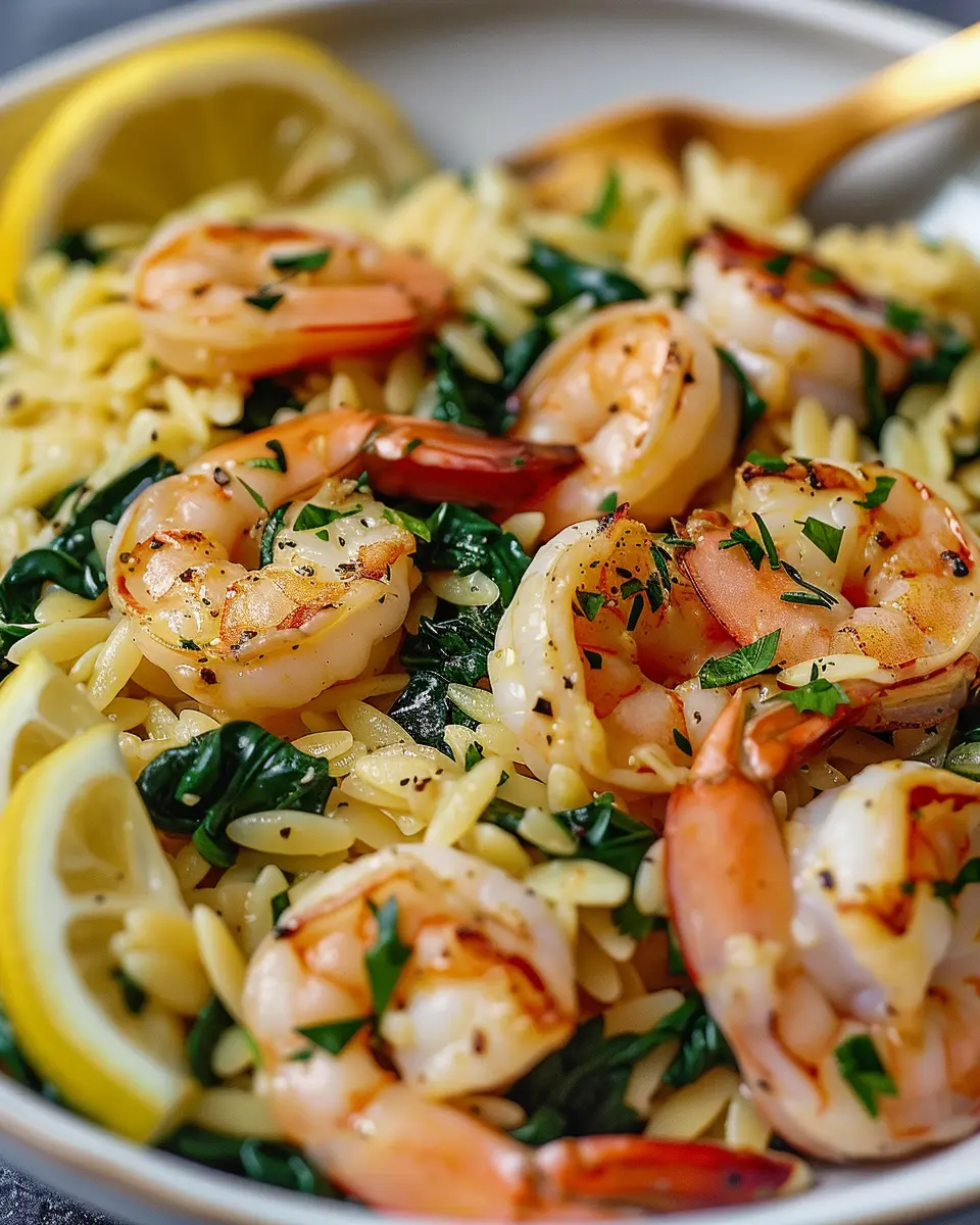 Lemon Garlic Shrimp with Spinach Orzo: A Quick and Flavorful Delight