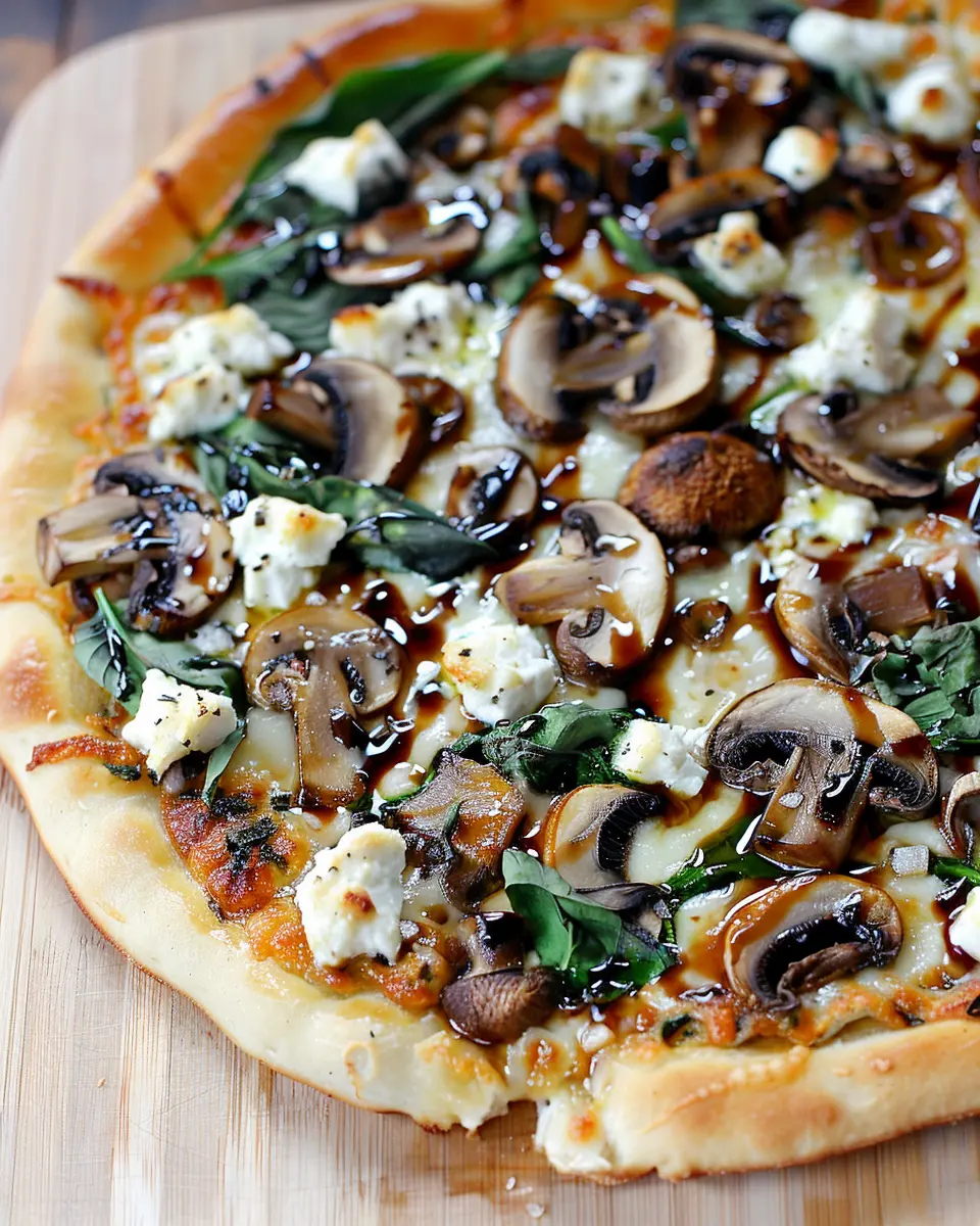 Balsamic Mushroom &amp; Goat Cheese Pizza: Easy Spinach Delight