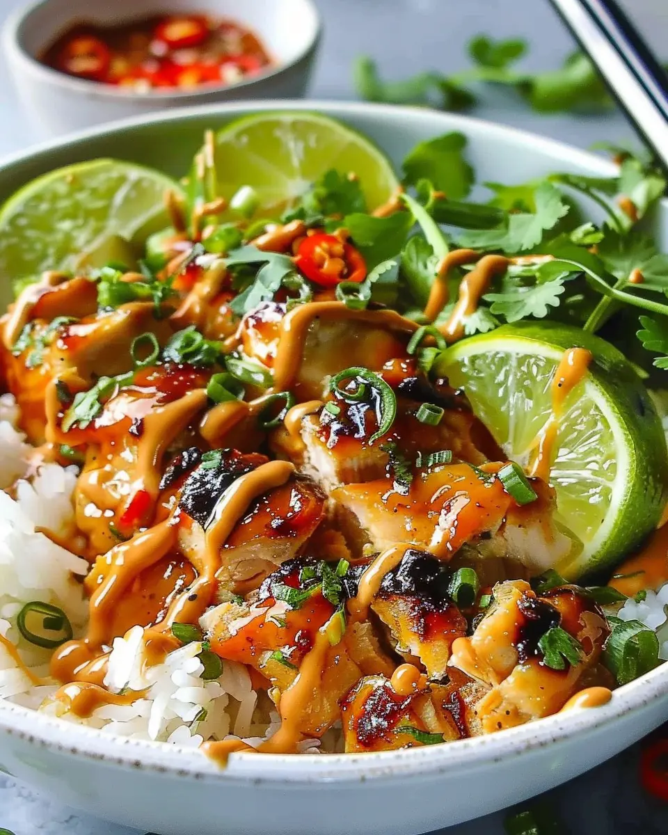 Sweet Chili Chicken Bowl: Delicious Coconut Lime Drizzle Recipe