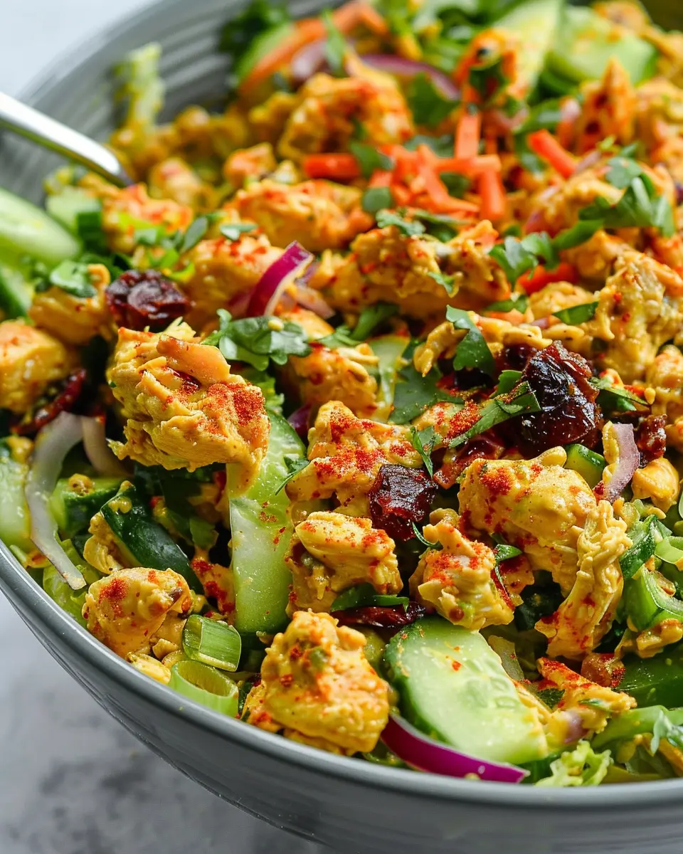Best Crunchy Curry Chicken Salad with Turkey Bacon Twist