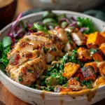 Maple Dijon Chicken & Roasted Sweet Potato Bowls