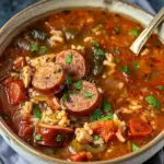 Spicy Jambalaya Soup with Andouille Sausage and Chicken Recipe