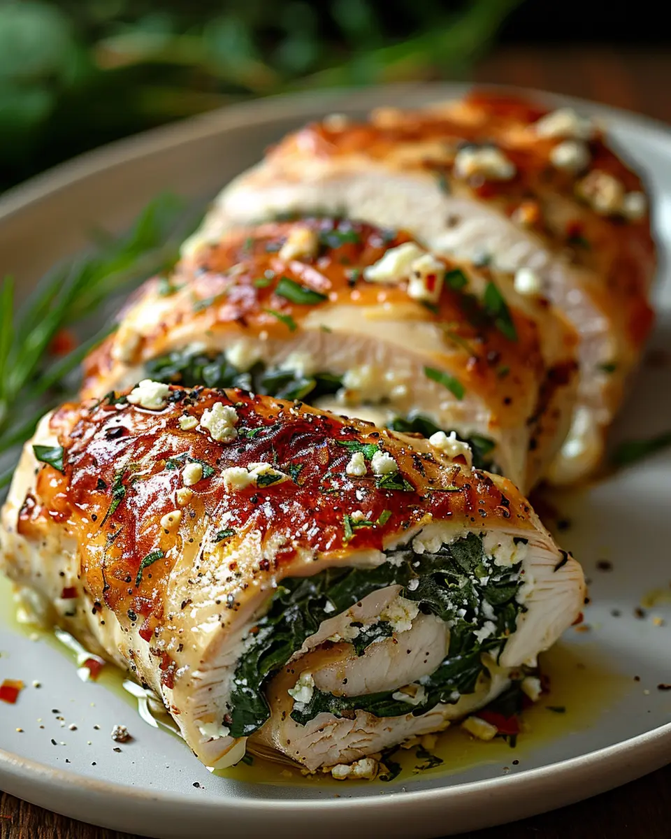 Juicy Rolled Chicken with Feta: A Flavorful Spinach Delight