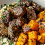 Butternut Squash & Garlic Herb Steak Bowls