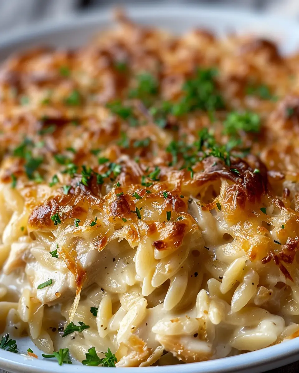 French Onion Chicken Orzo Casserole: Easy Comfort Food Delight