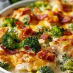 Creamy Low Carb Chicken Casserole with Broccoli and Bacon