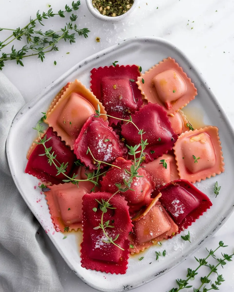 Beet Heart Ravioli: Indulgent Ricotta and Thyme Delight at Home