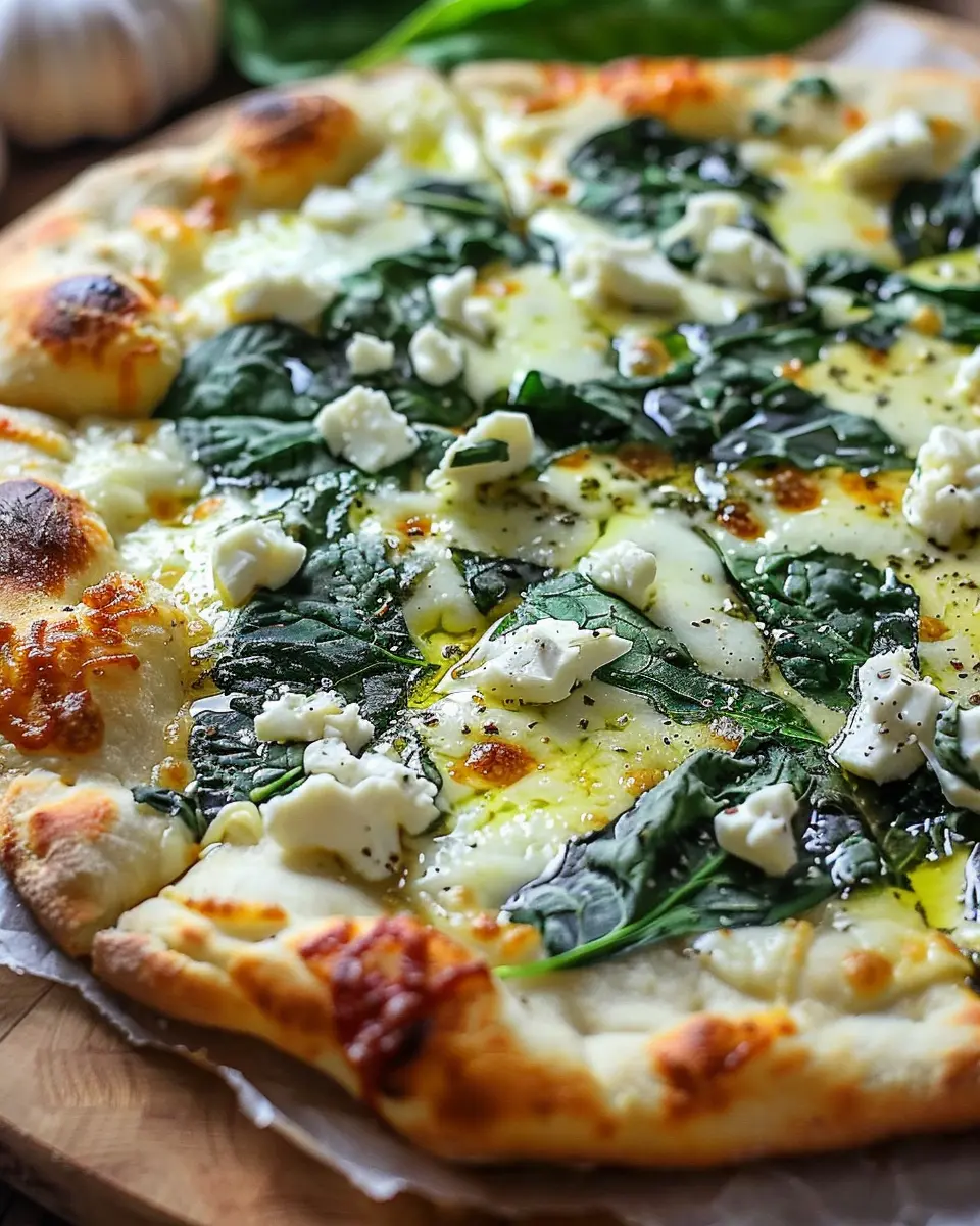 Greek Roasted Garlic Spinach White Pizza: Easy Comfort Food Delight
