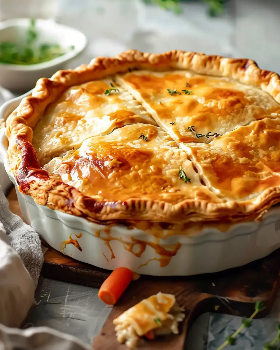 Irresistible Chicken Pot Pie with Turkey Bacon and Comforting Flavor