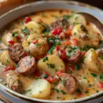 Creamy Cajun Potato Soup with Sausage and Peppers