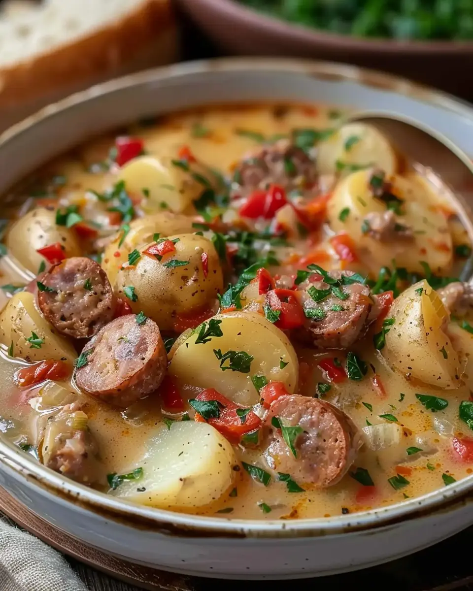 Creamy Cajun Potato Soup: Indulgent Delight with Sausage and Peppers