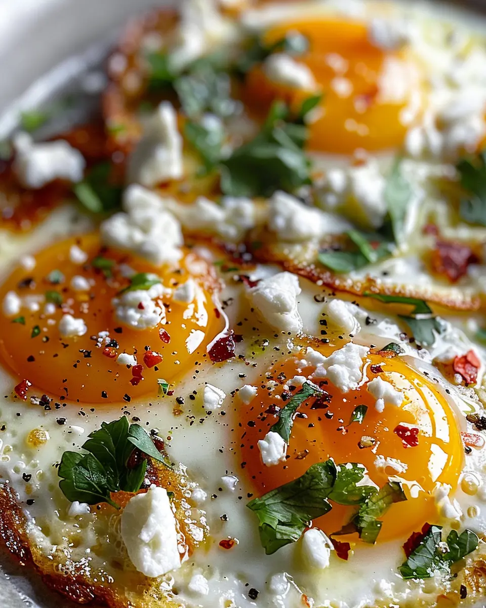 Crispy Feta Fried Eggs with Turkey Bacon for a Tasty Breakfast