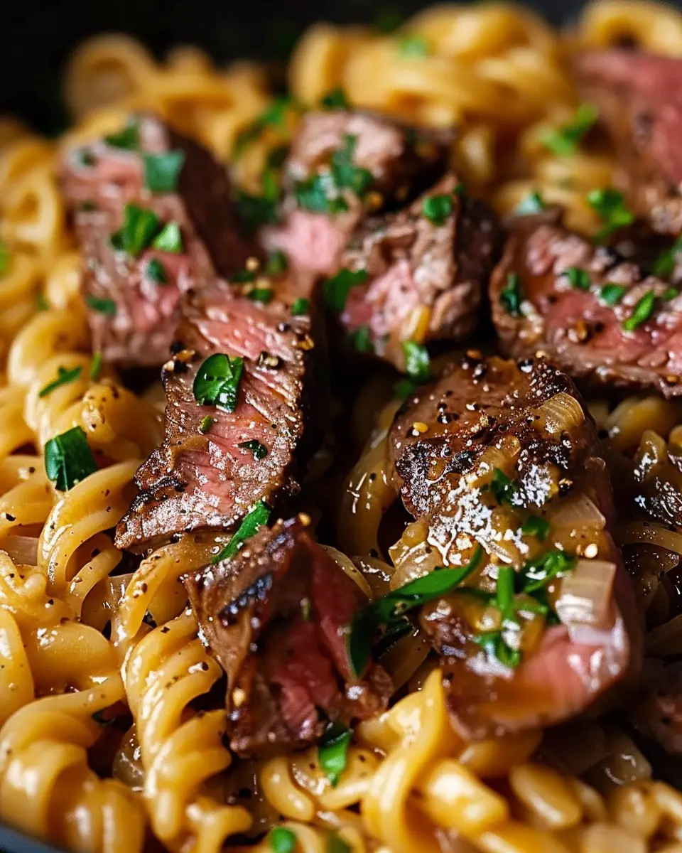 One-Pot Creamy Spicy Garlic Butter Steak Pasta Delight