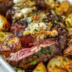 Garlic Butter Steak & Cheddar Potato Bake