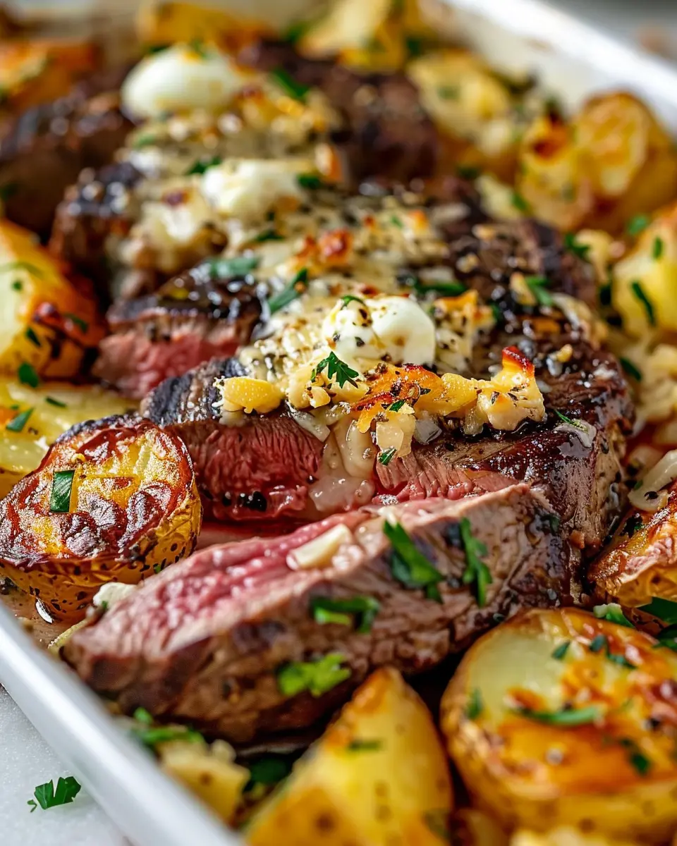 Garlic Butter Steak &amp; Cheddar Potato Bake: The Ultimate Comfort Dish
