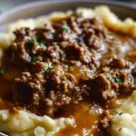 Ground Beef and Gravy Over Mashed Potatoes